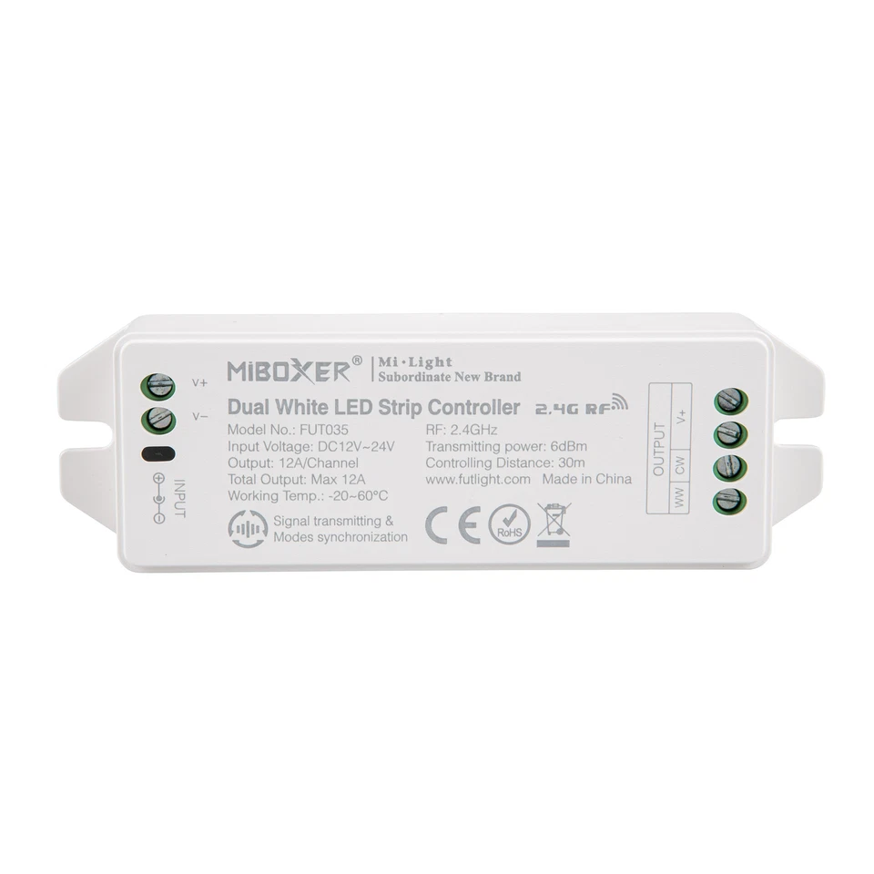 Contrôleur LED Sans Fil 2.4G FUT035 CCT / Tunable White 12-24V 2 Canaux - Photo 1/4