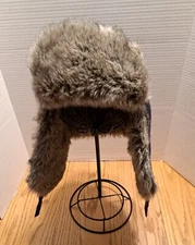 Urban Pipeline Trapper Hat Gray Plaid Wool Blend Winter Faux Fur One Size