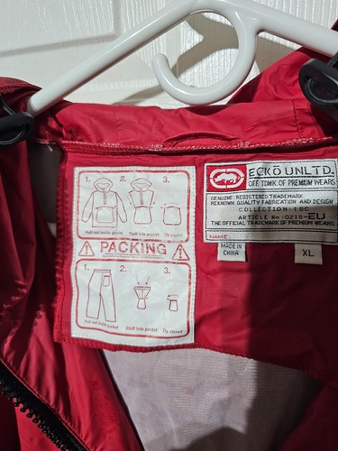 Rare Vintage Baggy Hoodie Ecko Unltd. 90's Rain Coat Fold away bag Y2K HIP HOP - Picture 16 of 19
