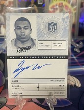 Tyree Wilson Rookie Card Auto(on-card)NFL Passport Signatures Case Hit! Mint. rookie card picture