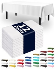 Plastic Table Cloth Disposable 12 Pack, 54 x 108 Inch Table Cloths, Party, Pi...