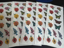 Creative Memories 2"x5" Stickers lot of 5 Heritage Flowers, butterflies