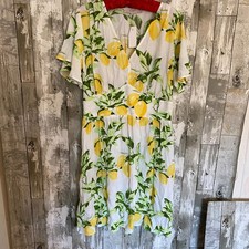 NWT Loft lemon print fit and flare shift dress 10