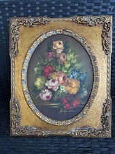 Dipinto ad Olio di Natura Morta Floreale - Firma Samara - Cornice Oro Barocca