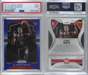 2019-20 Panini Prizm Blue /199 De'Andre Hunter #251 PSA 9 MINT Rookie RC
