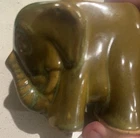 Vintage McCoy Brush Pottery Mottle Green 3” X3” Elephant Succulent Planter