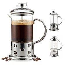 French Press Cafetiere 350ml/3 Cup Stainless Steel Glass Percolator Tea Maker