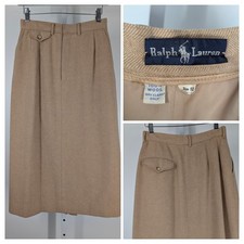 Ralph Lauren Collection Vintage 70s Herringbone Tweed Wool Long Skirt USA Union