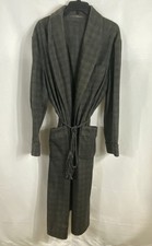 Vintage 70s Alpha Beyrouth Men's Robe Gray Plaid Shawl Collar Sz 40