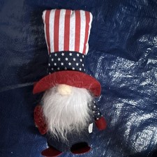 Patriotic Gnome Plush Fabric Figurine Red Whi...