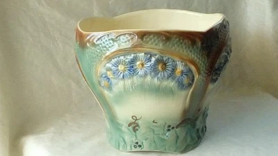 CACHE POT EN BARBOTINE ONNAING ,WASMUEL EPOQUE ART NOUVEAU FIN 19 EME** - Photo 1/4