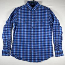 Banana Republic Shirt Mens Small Blue Check Button Up Slim Fit Long Sleeve
