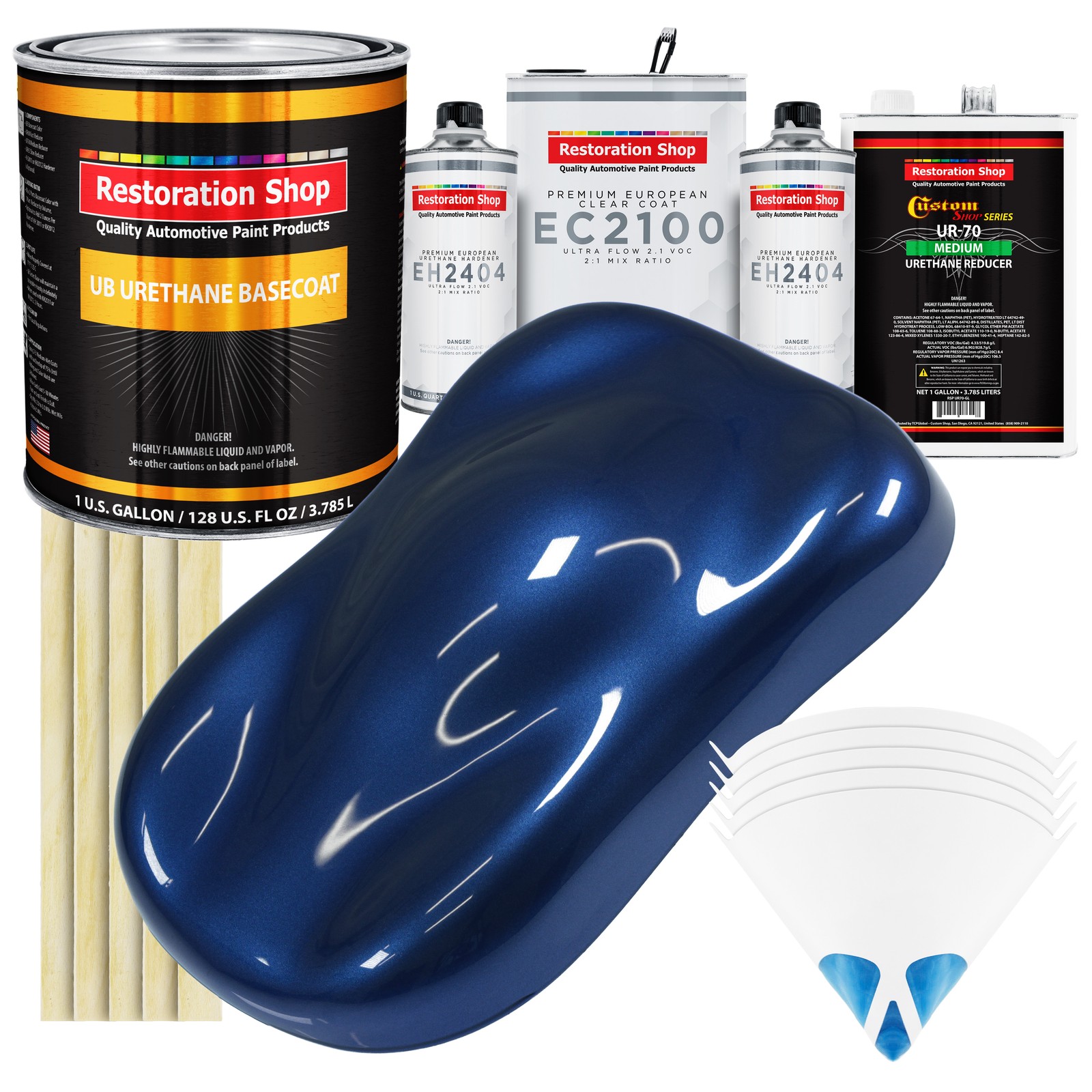 Daytona Blue Metallic Urethane Basecoat Paint Gallon Kit & European Clear Coat