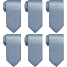 Solid Satin Pure Color Ties Set Men Necktie for Business Formal 6 Grey