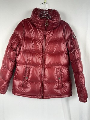 Michael Kors Women Down Quilted Hooded  Puffer Jacket Size/S Shiny Dark Ruby