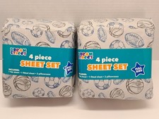 Dream Street Twin Sheet Sets. Two Sets, Sports Themed Full Size, 4 Piece Sets
