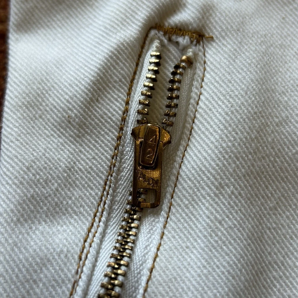 Винтажный 1970-х белый хлопок комбинезон размер 11 - коготь молнии - Изображение 4 из 4