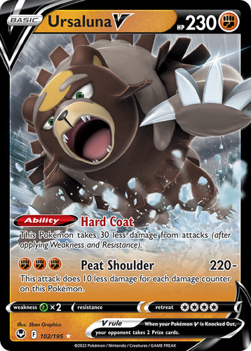 Ursaluna V 102/195 Holo V Rare Silver Tempest Pokemon Near Mint