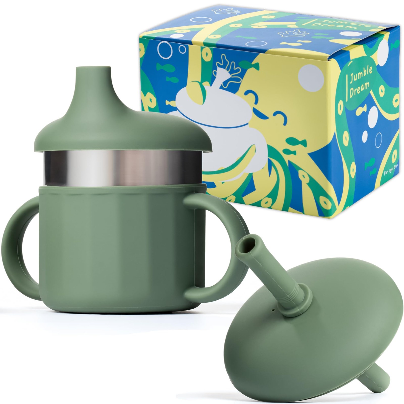 Silicone Toddler Sippy Cup Stainless Steel Training Cup w/ S