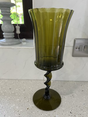 Empoli Italy 1970 atemberaubende gedrehte Stielvase, olivgrün 