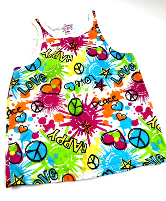 Toddler Tank Top SIze 4T Girls Love Peace Happy Children Kids Summer
