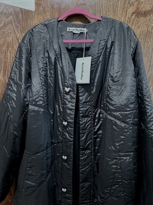 Acne Studios Oliber Quilted Padded Shell Coat Black Men s Heart Shaped Buttons
