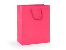 Matte Paper Cord Handle Gift Bags: Hot Pink Matte- Medium