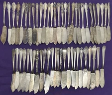 50 Pc Antique to Vintage Silverplated mix MASTER BUTTER KNIVES No Monograms
