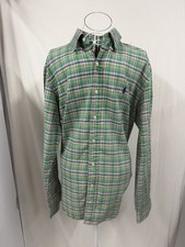 Polo Ralph Lauren Men’s Check Shirt Green Plaid Pony Logo Button Down Size L
