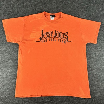 Vintage Jesse James Shirt Men's Orange XL Top Fuel Team L Mac
