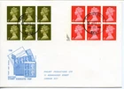 1969 4/6d MACHIN BOOKLET PANES x2  GREAT BRITAIN QE2 PHILART FDC CANTERBURY PMKS
