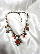 SALE Zauberhaftes Vintage Collier Halskette Emaille Zirkonia Millefiori Perlen