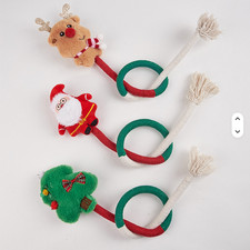 (CX051) 1 x Cat Kitten Christmas Rope Toy With Santa or Reindeer or Tree Toy