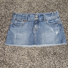 Y2k Vtg 2000s American Eagle Jean Skirt Micro Mini Booty Low Rise Grunge Sz 10