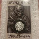 1/10th oz Fine Silver Round, TACTICAL SKELETON 999 FINE SILVER Bright Finish