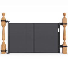 Upgraded Retractable Baby Gates for Stairs  Banister, Mesh Dog Gate Indoor, Ext