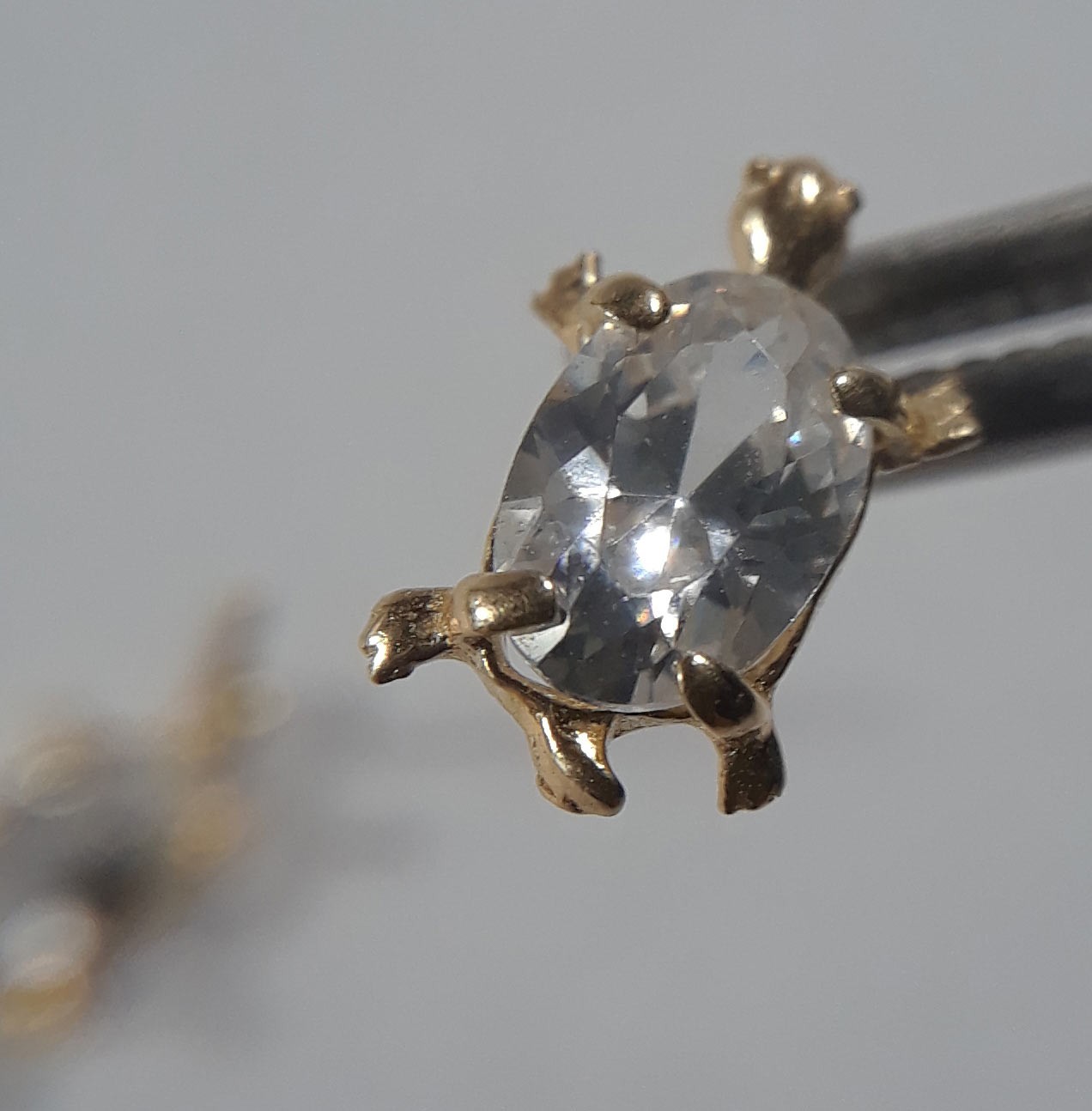 Cute Solid 14k Yellow Gold Turtle Shape Oval CZ S… - image 3