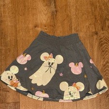 Disney Girls 2T Gray Minnie Mickey Mouse Glitter Skort Cotton Elastic Waist