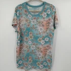 Torrid Classic Fit Women's Floral Print T-Shirt Size 2 Blue Peach White