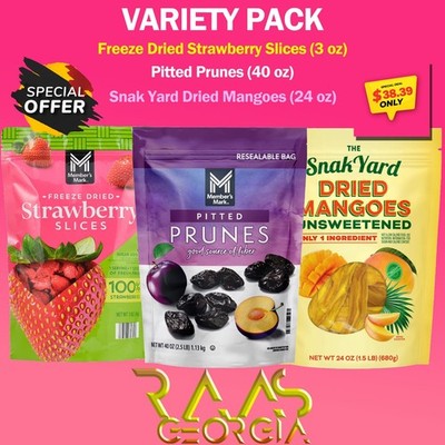 Variety Dried Fruits Pack Prunes, Strawberry & Mangoes