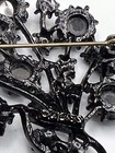 Weiss Vintage Brooch Black Rhinestones Japanned Black Finish Floral Motif — photo 5