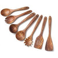 HolzlöFfel Kochen KüChenutensilien Set Holzspatel HitzebestäNdig 7-Teilig