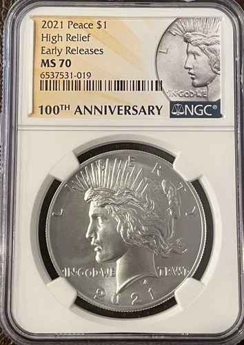 2021  United States Peace Silver Dollar Coin NGC MS70 (High Relief)