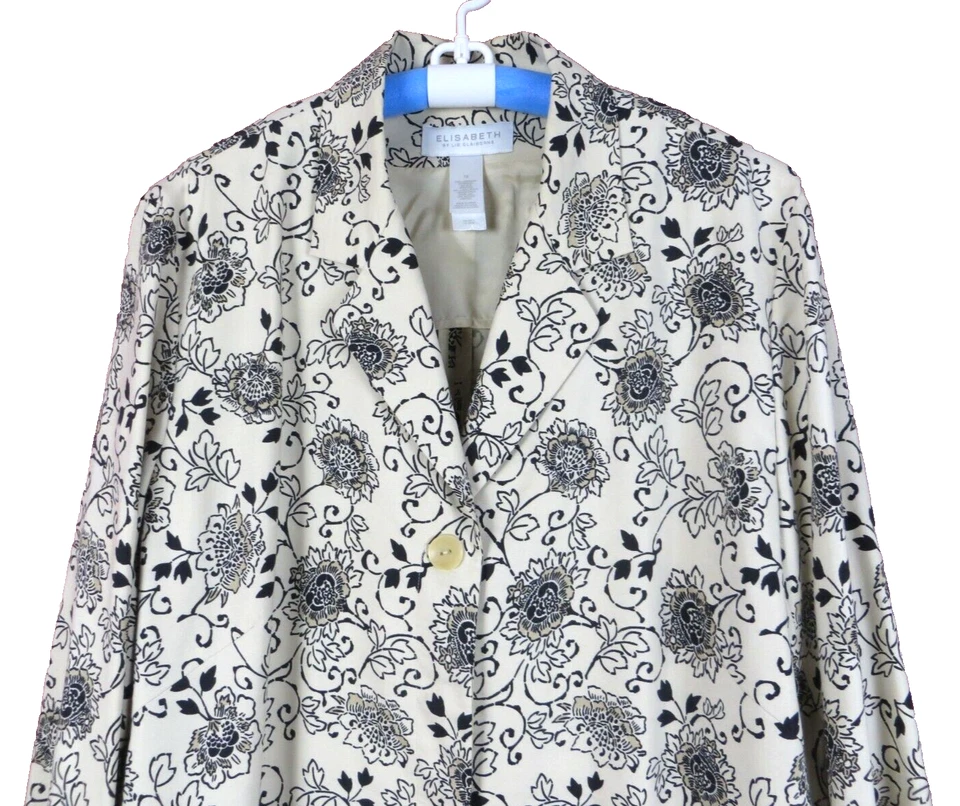 TB06338- Chaqueta Larga de Seda para Mujer ELISABETH By LIZ CLAIBORNE Manga 3/4 Talla 18 Foto 3 de 4