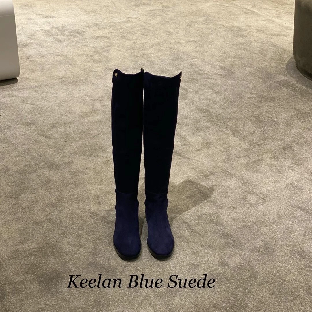 Stuart Weitzman Nice Blue Suede Over the Knee boots Keelan size 7 750 Tax