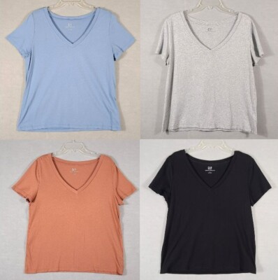 Gap 100% Organic Cotton VNeck TShirt Women's Size Large Soft Comfort Classic EUC