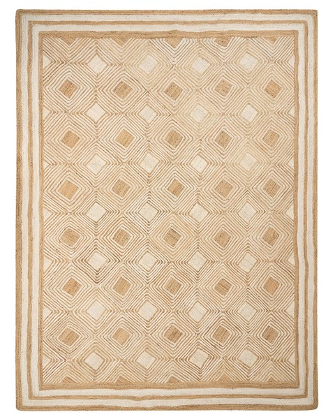 Teppich Jute Beige Rechteckig 300X400 Cm Geometrisches Muster Kurzflor Mengen-image