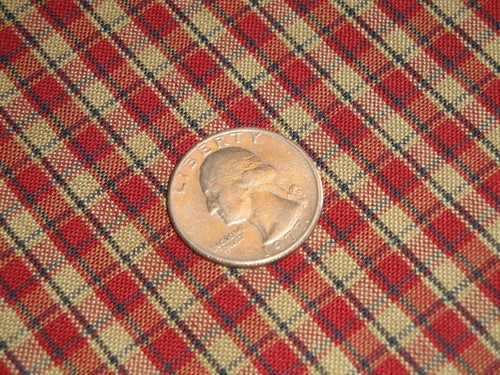 Red Blue Tea Dye Plaid Homespun Sewing Quilt Home Decor Apparel Americana Fabric - Picture 6 of 9