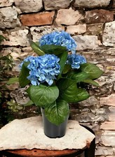Hortensia Artificiel Tina Collection En Pot Plante Déco Bleue 42cm