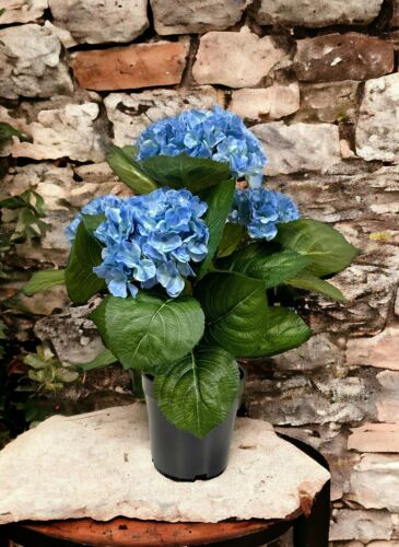 Künstliche Hortensie im Topf Kunstblüte Blume Dekoration blau ca. 42cm - Bild 1 von 6
